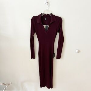 Lulus burgundy maxi sweater dress with an open back